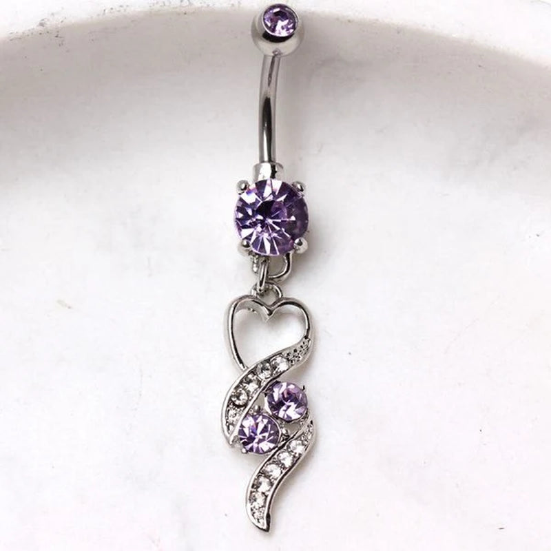 316L Surgical Steel Gemmed Navel Ring With