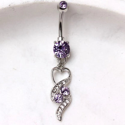 316L Surgical Steel Gemmed Navel Ring With
