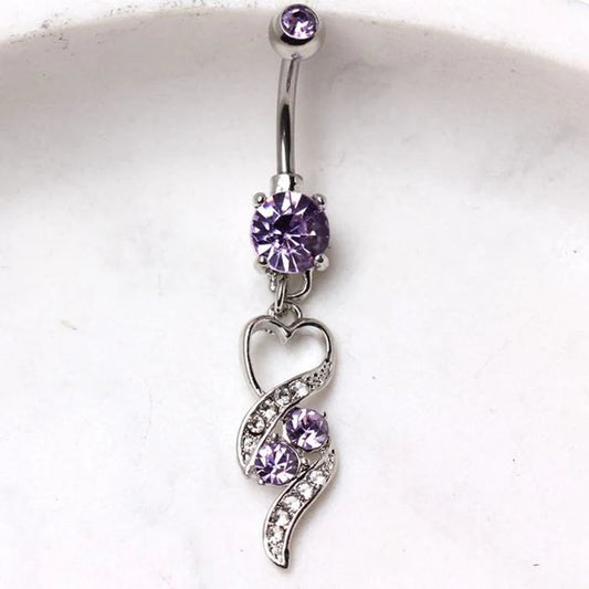 316L Surgical Steel Gemmed Navel Ring With