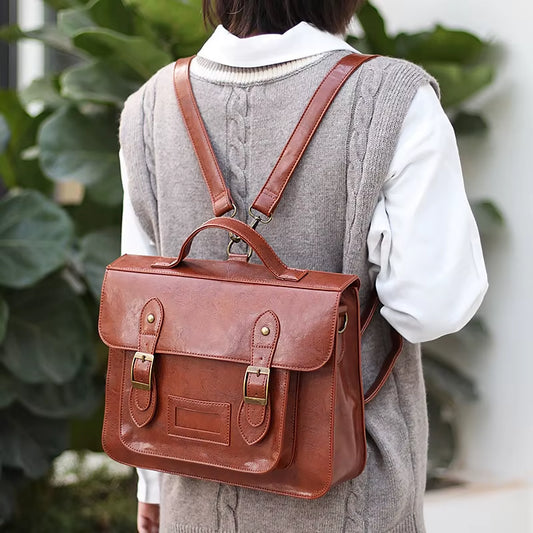 Korean Version Women Backpack 2023 New Multifunction Female Big Tote Bag PU Leather College Style Shoulder Bag Student Schoolbag