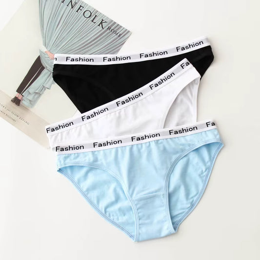 3Pcs Cotton Panties Female Underpants Fashion Women Briefs Underwear Sports plus Size Lingerie Women'S Intimates