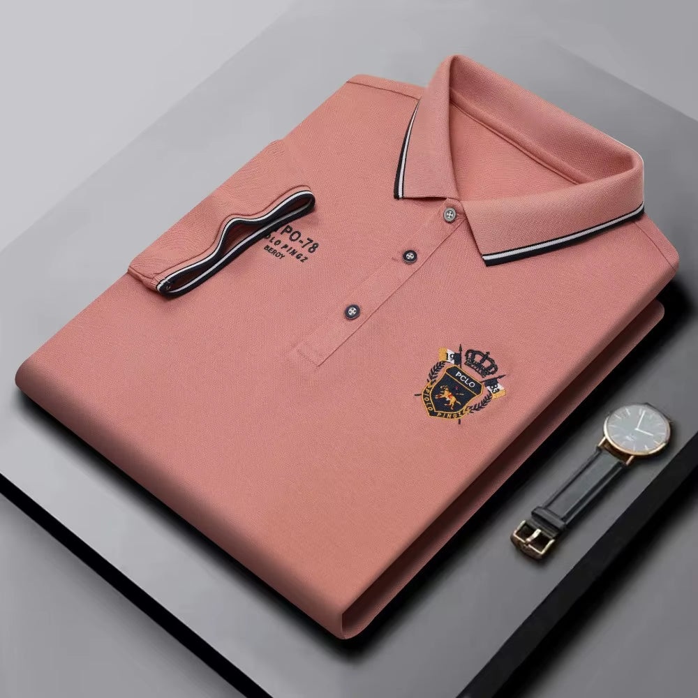 Summer Mens Short Sleeve Polo Shirt Luxury Embroidered Tshirts Lapel Anti-Wrinkle Lightweight Tops Cotton Mens T Shirts
