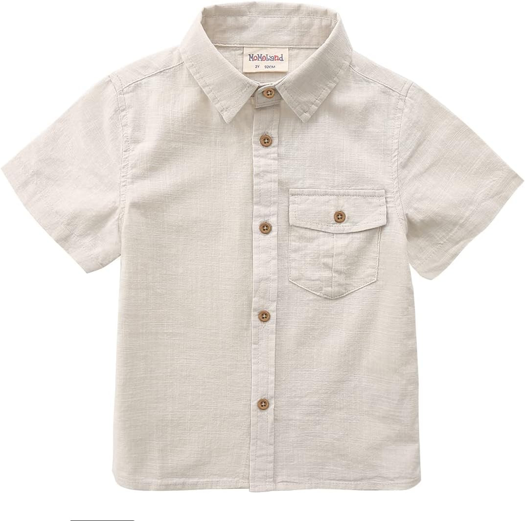 Toddler Boys Short Sleeves Button down Shirt Linen Design