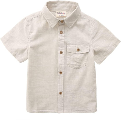 Toddler Boys Short Sleeves Button down Shirt Linen Design