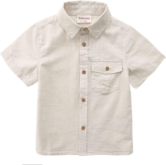 Toddler Boys Short Sleeves Button down Shirt Linen Design