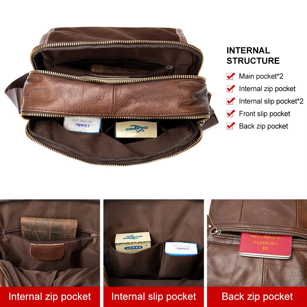 MVA Men'S Genuine Leather Bag Crossbody Bags for Men Messenger Bag Men Leather Fashion Men'S Shoulder Bags Male Handbags 1121
