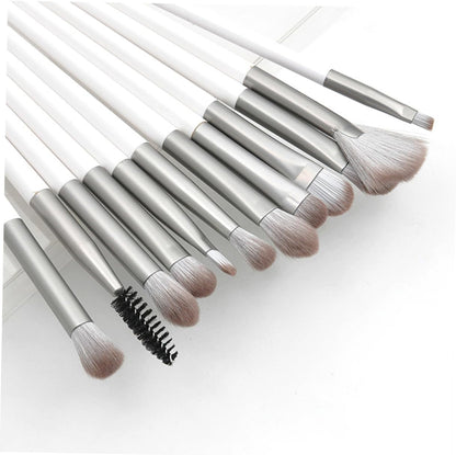 Ultra-Dense Rayon Makeup Brush Set 12Pcs Kit Labels White Plastic Handle Foundation Brush for Women Essential Tools for Beautiful Make up Cosmetic Set