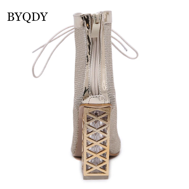 2021 New Summer Sandal Sexy Golden Bling Gladiator Sandals Women Pumps Shoes Lace-Up High Heels Sandals Boots Gold 43