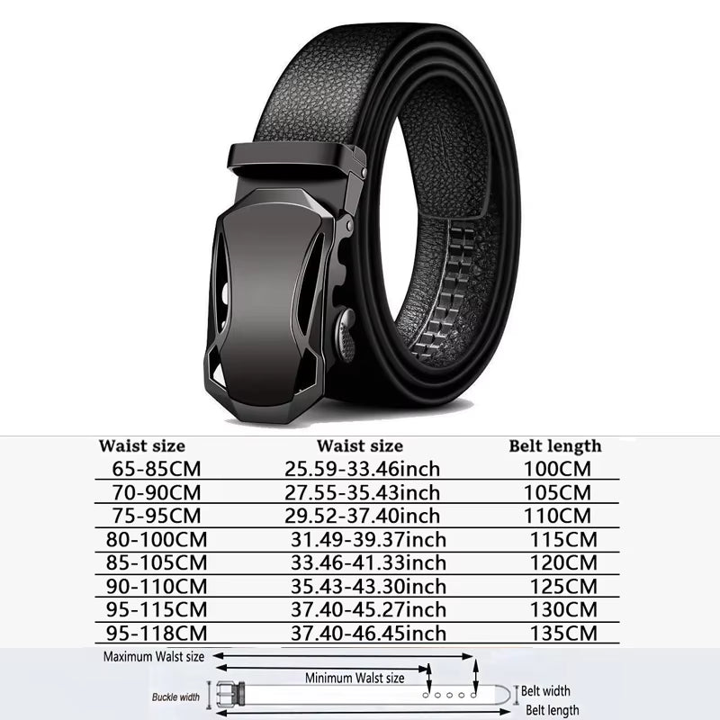 Men Belts Automatic Buckle Belt Genune Leather High Quality Black Male Belts for Men Leather Strap Casual Buises for Jeans