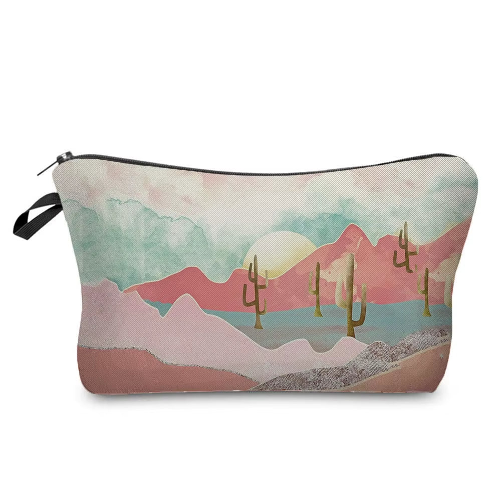 Landscape Painting Makeup Bag Polyester Cosmetic Bag Women'S Necessaire Pouch with Zipper Shaver Kit Bags Luxury Man Travel Bag
