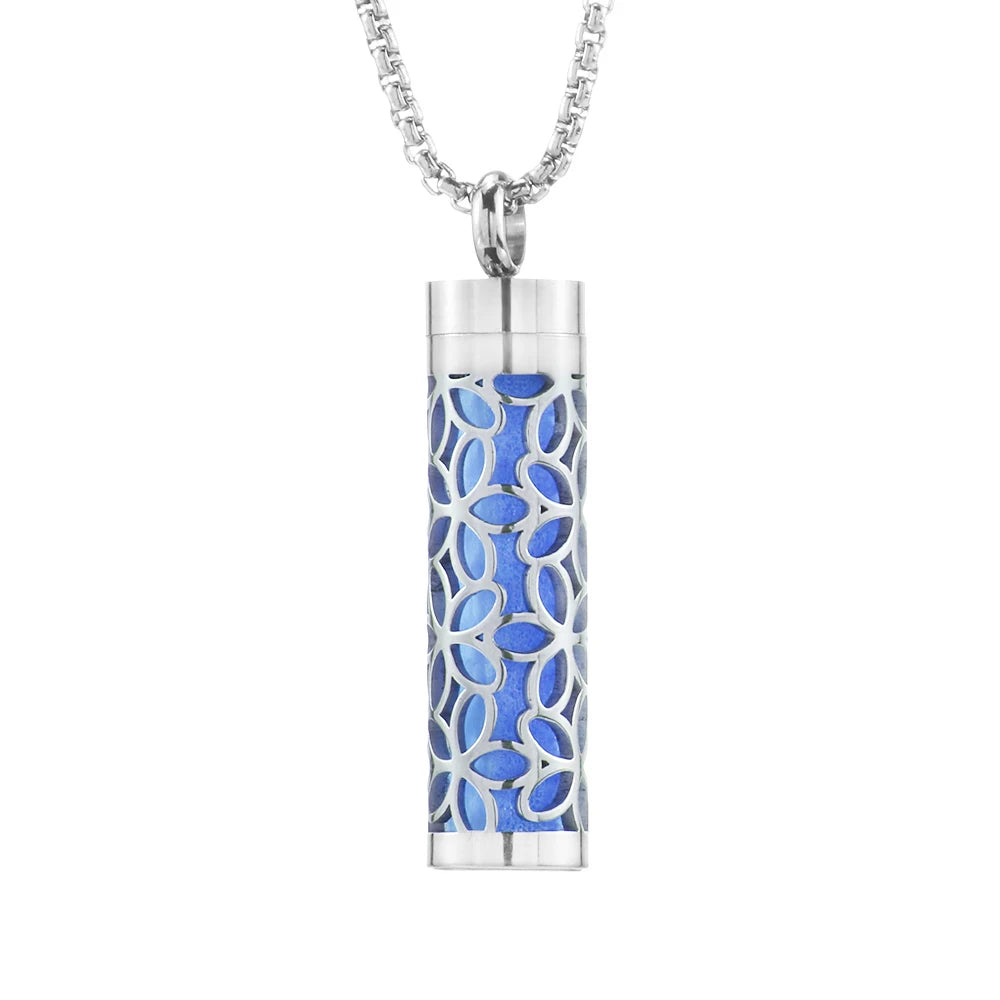 Geometric Style Aromatherapy Essential Oil Pendant Lockets Perfume Storage Diffuser Necklace 316L Stainless Steel Jewelry Gift