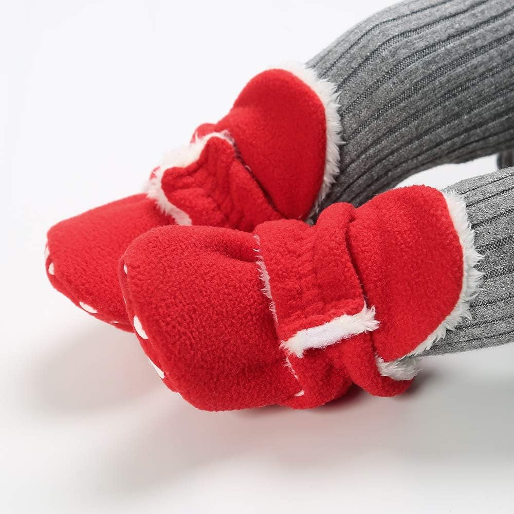Baby Boy Girl Fleece Booties Newborn Cozy Winter Warm Socks Toddler Non-Slip Soft Sole Crib Shoes…
