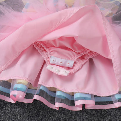 Baby Girl First Birthday Outfit Rainbow Tutu Princess Romper Dress Tiara Shoes 3Pcs Clothes Set for Cake Smash