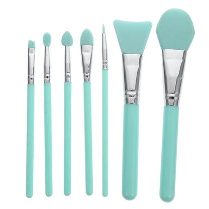 Silicone Makeup Brush Kit 7Pc Set for Foundation Mask Cream Plastic Handle Sturdy Non-Absorbent and Easy To