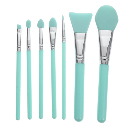 Silicone Makeup Brush Kit 7Pc Set for Foundation Mask Cream Plastic Handle Sturdy Non-Absorbent and Easy To