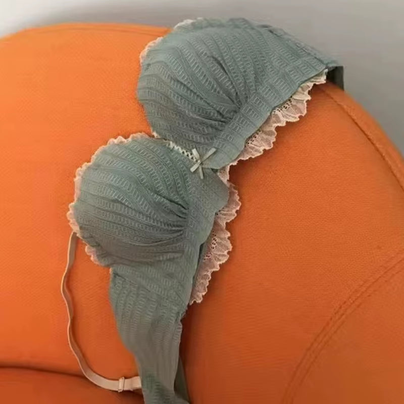 Seamless Bra Set for Women Underwear Wire Free Mesh Lace Bralette Push up Bra and Panty Set Comfortable Intimates Sexy Lingerie