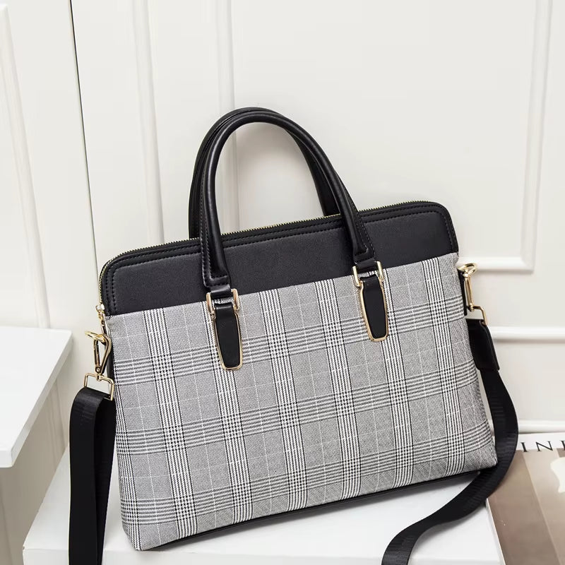 Fashion Women Leather Laptop Briefcases Office Lady Handbags for Woman Business Leather Handbag Notebook Computer Shoulder Bags
