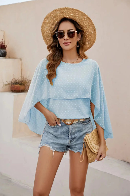 Swiss Dot round Neck Blouse