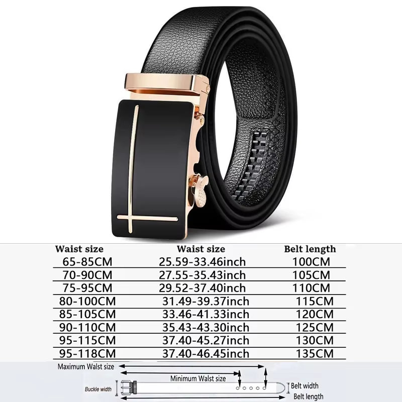 Men Belts Automatic Buckle Belt Genune Leather High Quality Black Male Belts for Men Leather Strap Casual Buises for Jeans