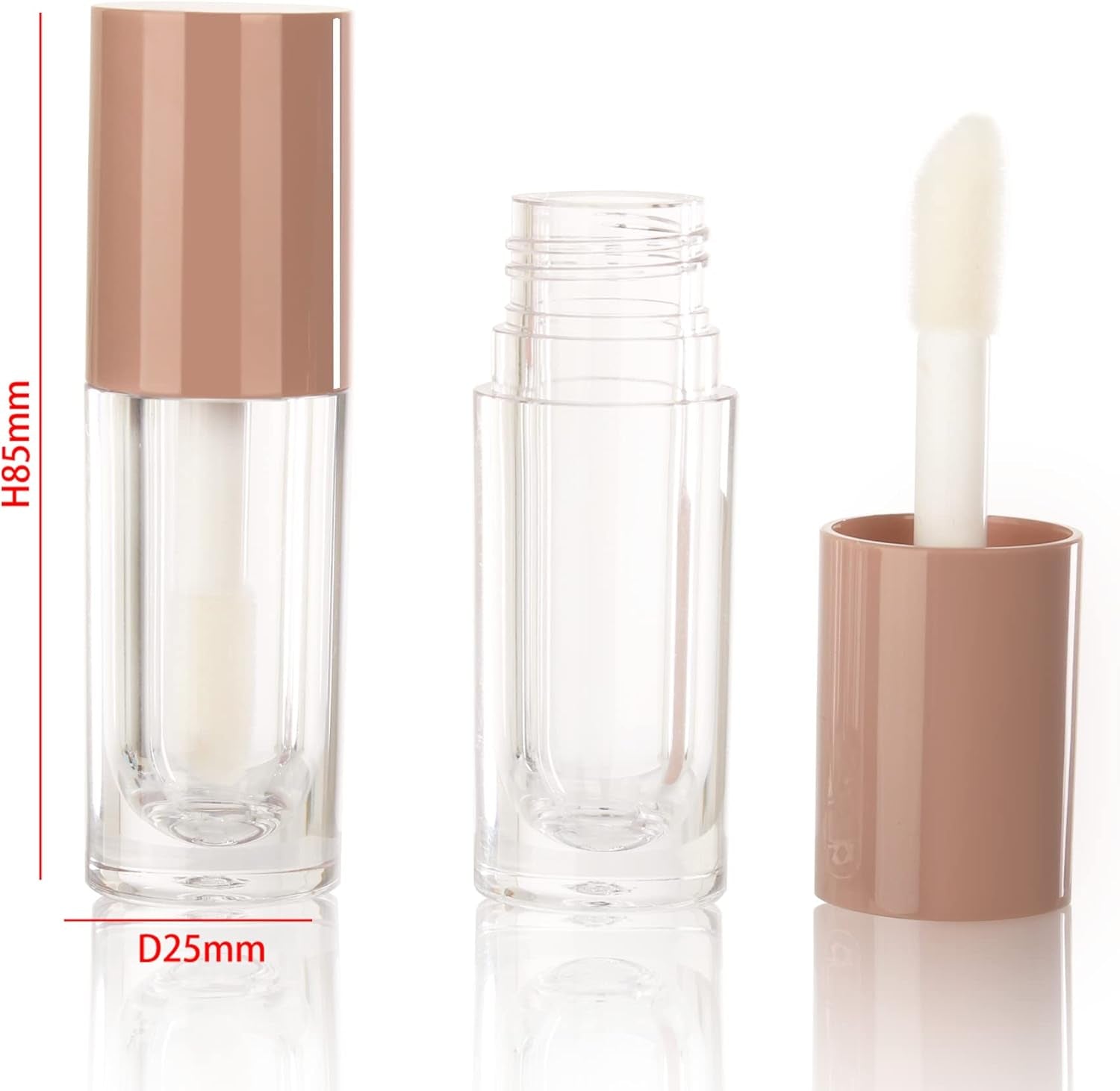30Pcs Nude Empty 6Ml 0.2Oz Lip Gloss Tubes with Big Doe Foot Wand，Round Lipgloss Containers，Concealer Tube Cosmetic Packing Container Bulk Wholesale