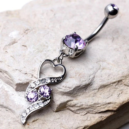 316L Surgical Steel Gemmed Navel Ring With