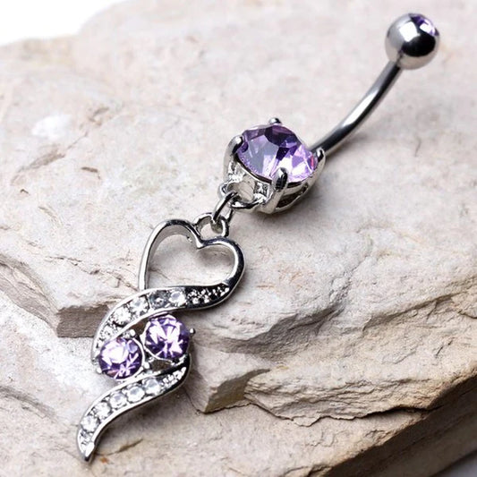 316L Surgical Steel Gemmed Navel Ring With