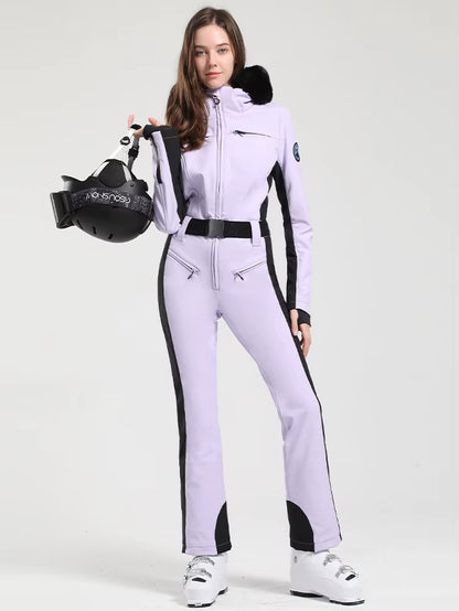 One-Piece Ski Suit Women Thickening Snowboard Female Overalls Winter Windproof Waterproof Breathable Clothing Skiing