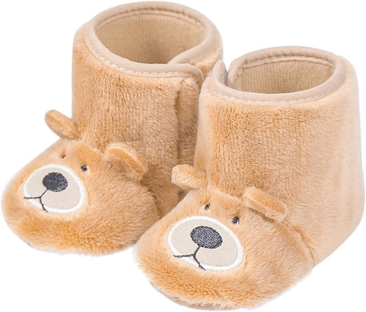 Baby Fleece Booties Newborn Unisex Booties Non-Slip Toddler First Walkers Warm Shoes House Slippers for Boys Girls Toddlers