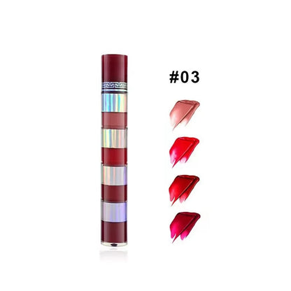 4 In1 Matte Lipstick Kit Combo Strip Velvet Sexy Red Lip Tint Non-Stick Cup Lip Gloss Lip Oil Makeup Lips Cosmetic Set Wholesale
