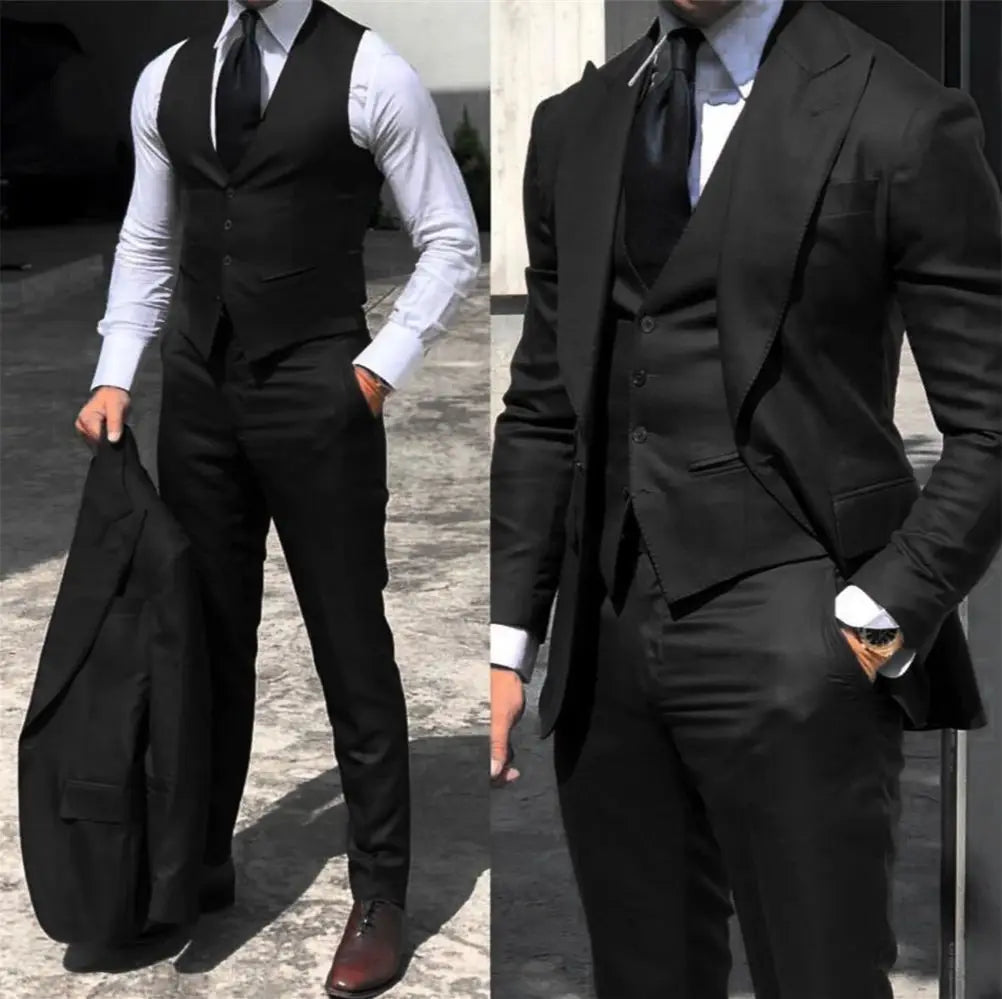 2024 Men'S Suit Groom Tuxedos Prom Wedding Men Suit Slim Fit Cotton Blend Formal Suit for Men Slim Fit 3Pcs (Jacket+Pants+Vest)