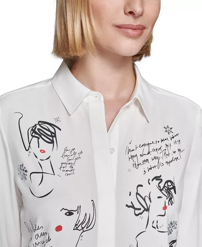 Women'S Graphic Button-Front Top