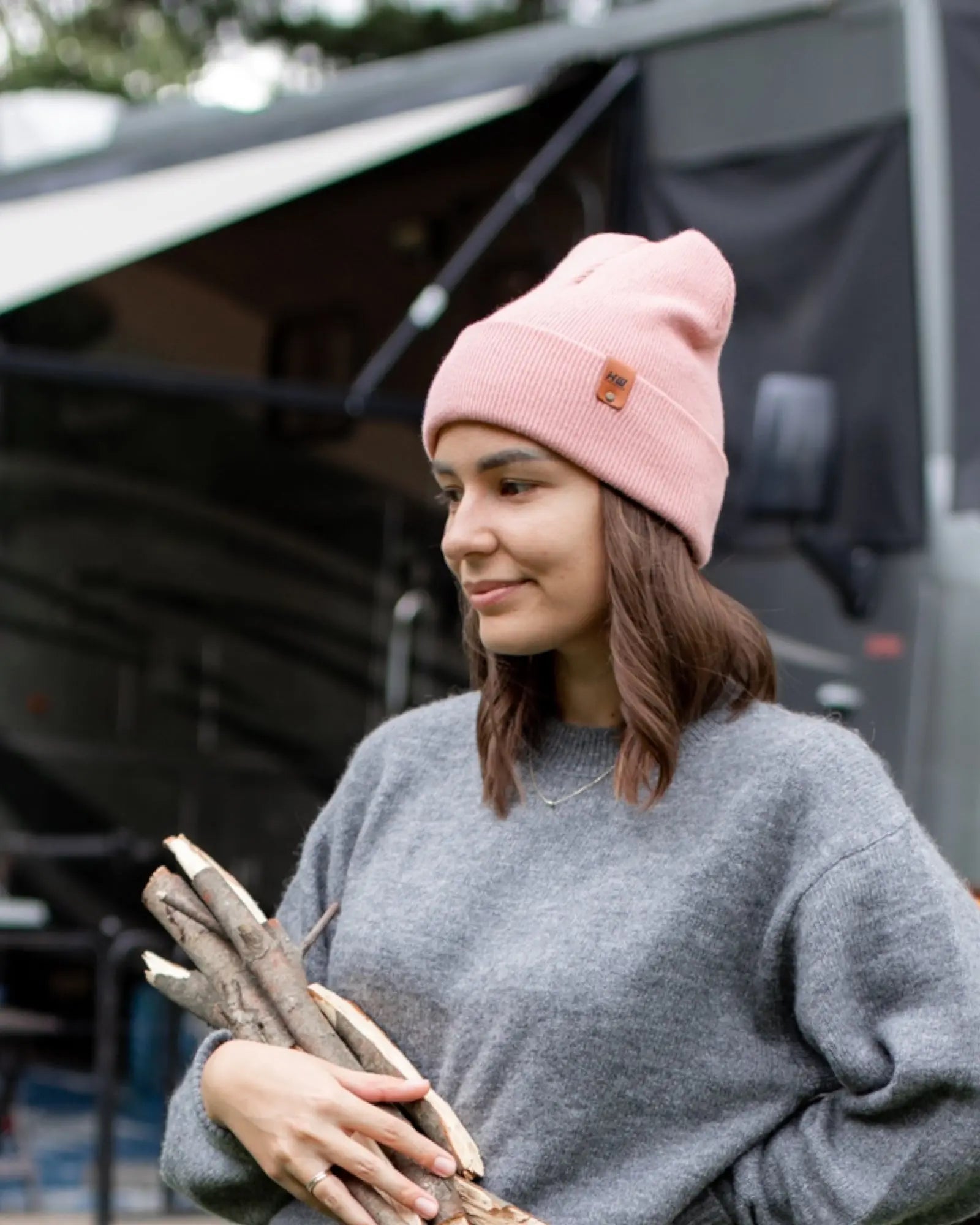 HAAKWEAR Knit Cuffed Classic Beanie / Hat - Pearl Pink, Made in USA