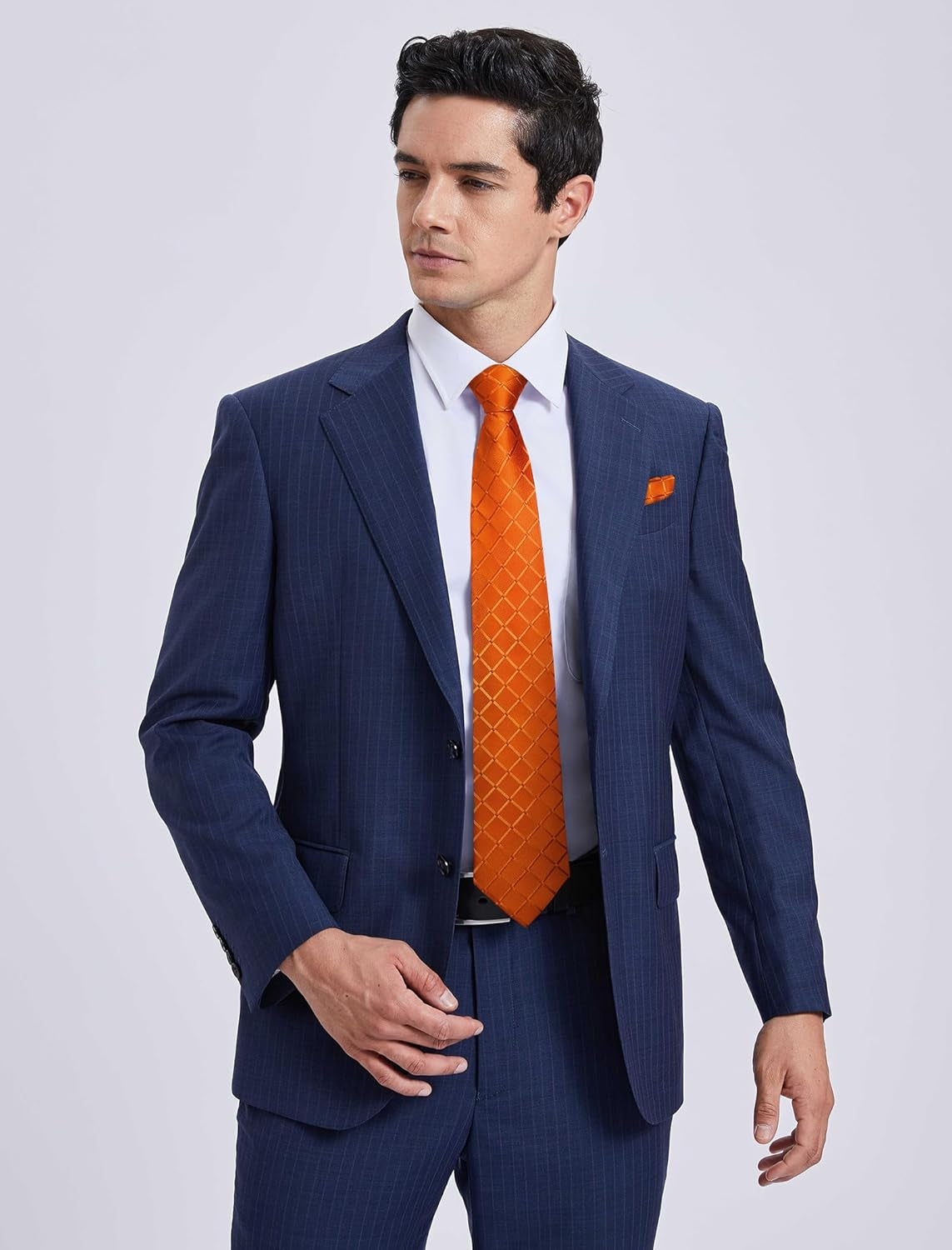 Plaid Checkered Tie Handkerchief Woven Classic Formal Men'S Necktie & Pocket Square Set
