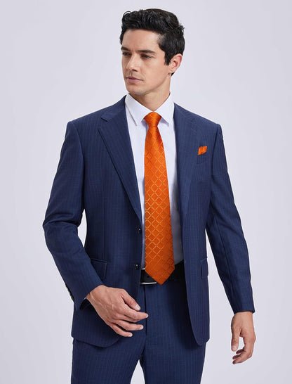 Plaid Checkered Tie Handkerchief Woven Classic Formal Men'S Necktie & Pocket Square Set