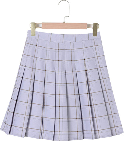 Women Girls Short High Waist Pleated Skater Tennis Skirt