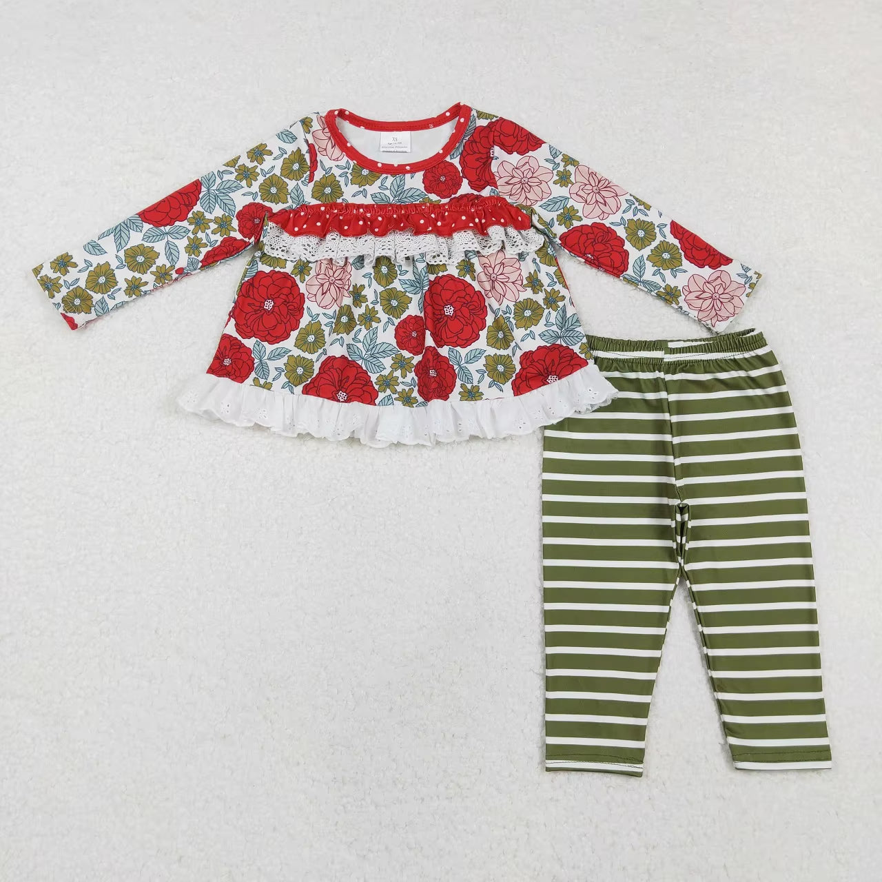 Wholesale Infant Long Sleeves Clothing Blue Flower Shirt Baby Girl Floral Outfit Toddler Skirt Skorts Shorts Children Kids Set