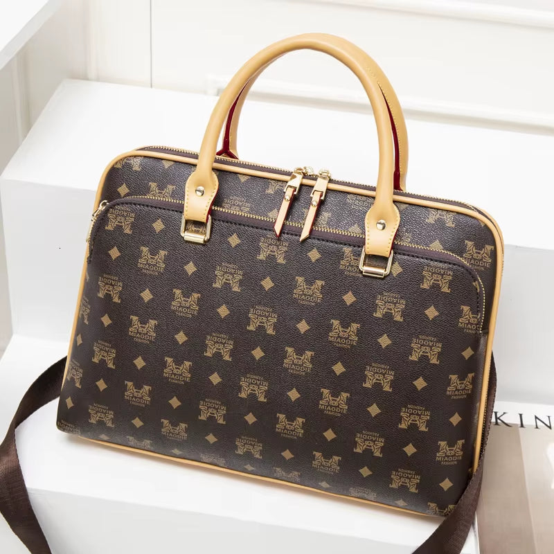 Fashion Women Leather Laptop Briefcases Office Lady Handbags for Woman Business Leather Handbag Notebook Computer Shoulder Bags