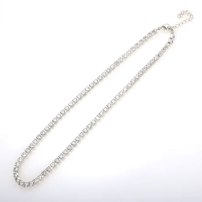 Fashion High Quality Stainless Steel Cubic Zirconia Collar Necklace Rhinestone Bracelet Woman Trendy Jewelry Set Gift Wholesale
