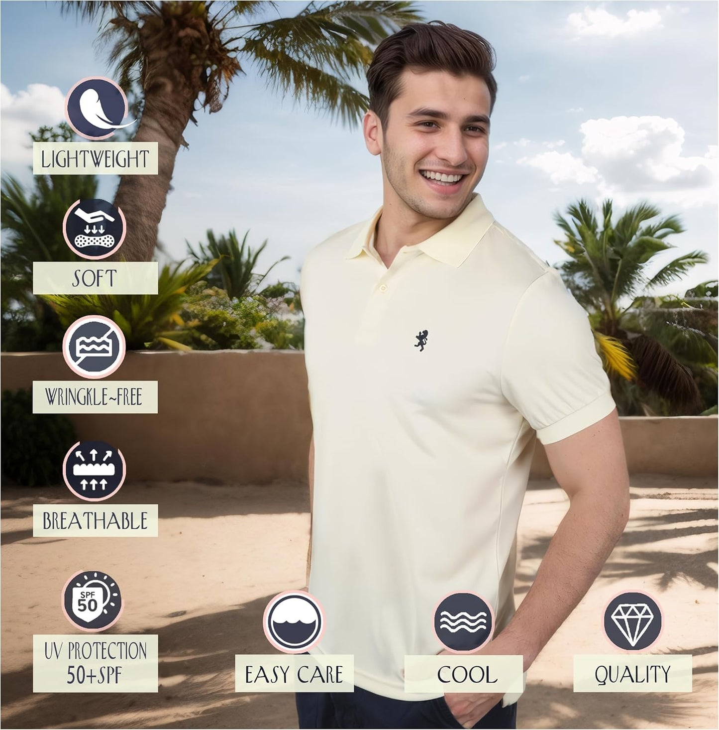 Mens Striped Short Sleeve Polo Shirts 4 Pack