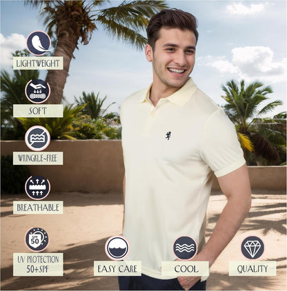 Mens Striped Short Sleeve Polo Shirts 4 Pack