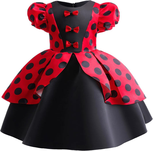 Elegant Girls Polka Dots Dress for Church Holiday Pageant Birthday Tea Party Wear Vintage Princess Ball Gown 2-10Years