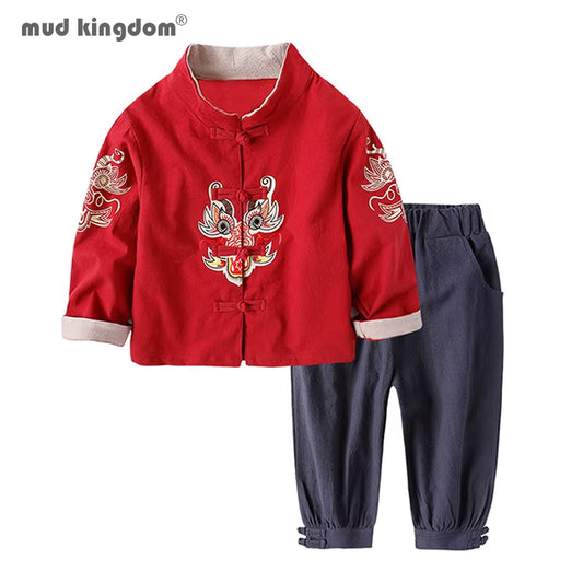 Boys Girls Outifts Chinese New Year Clothes Kids Costume Tang Jacket Coats and Pants Suit Children Clothing Sets