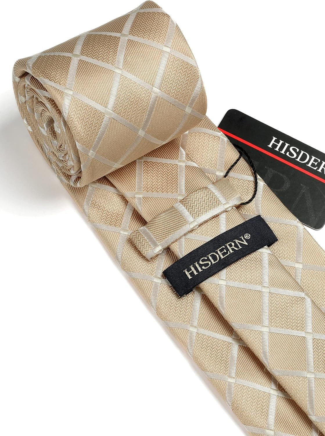 Plaid Checkered Tie Handkerchief Woven Classic Formal Men'S Necktie & Pocket Square Set