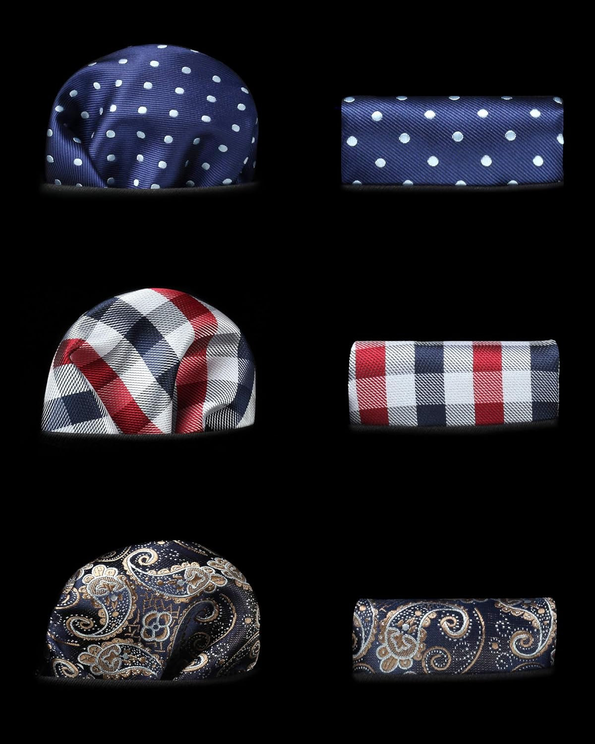 Mens Ties and Pocket Square Set Business Elegant Ties for Men Classic Lot 3 Pcs Wedding Party Neckties & Handkerchief