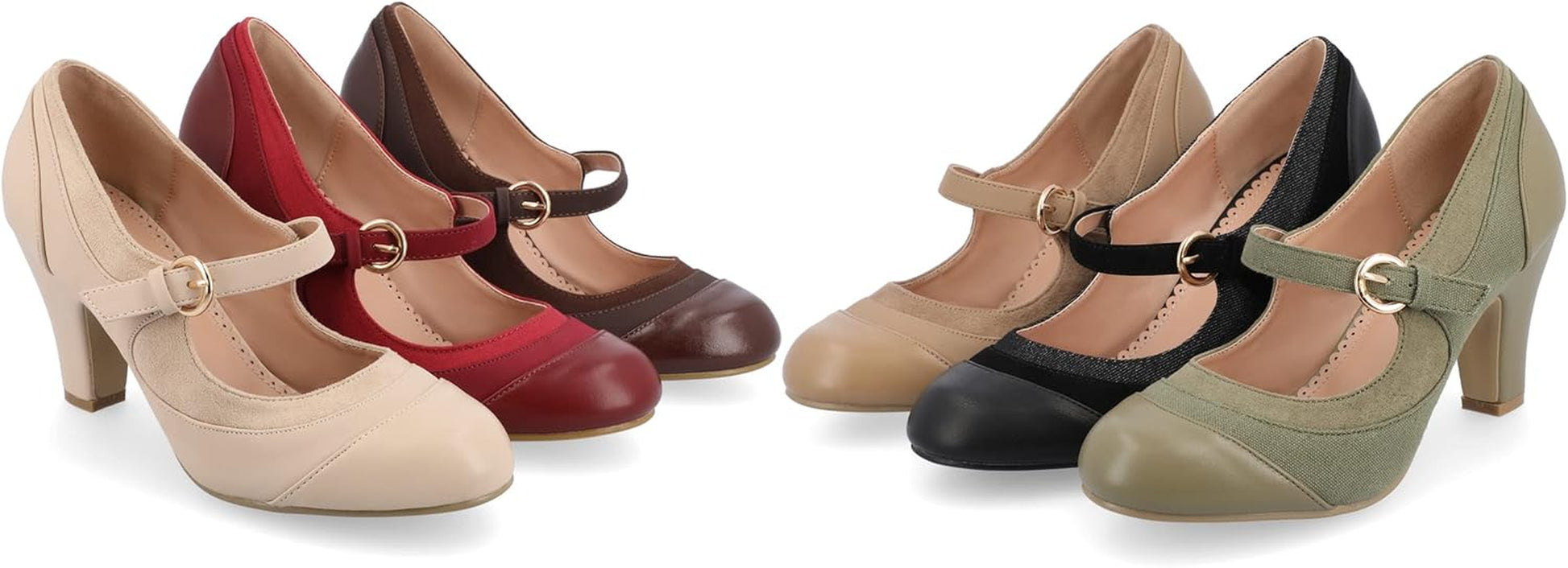 Womens Siri round Toe Block Heel Mary Jane Pumps - Size: 6 - Brown