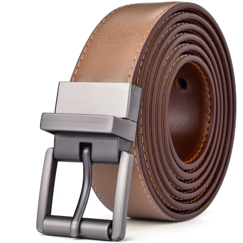 1Pcs Mens Reversible Leather Dress Casual Belts for Men 2.8Cm Wide One Reverse for 2 Colors