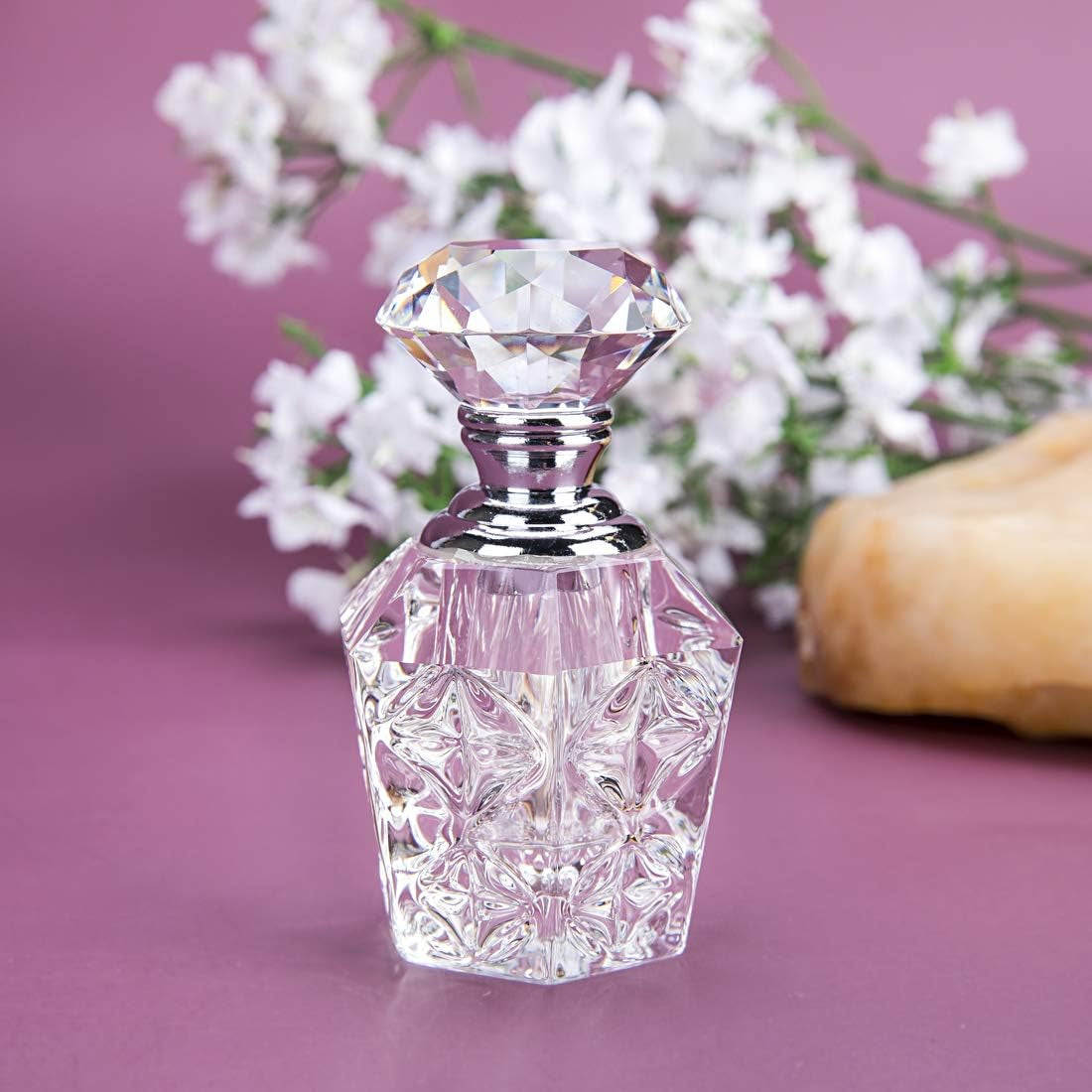 Clear Art Carved Crystal Empty Mini Refillable Perfume Bottle