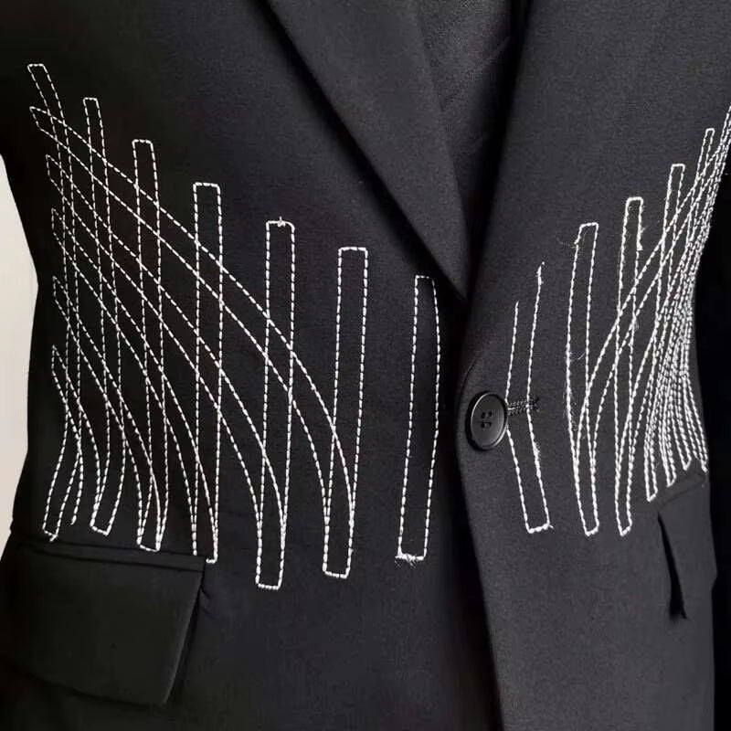 2023 High Quality Embroidery Patterns Suit Two Piece Wedding Party Suit Groom Banquet Suit Slim Costume Homme Mariage