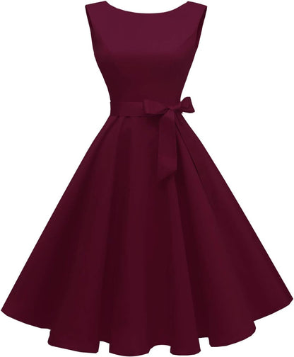 Women'S Boatneck Sleeveless Swing Vintage 1950S Cocktail Dress New