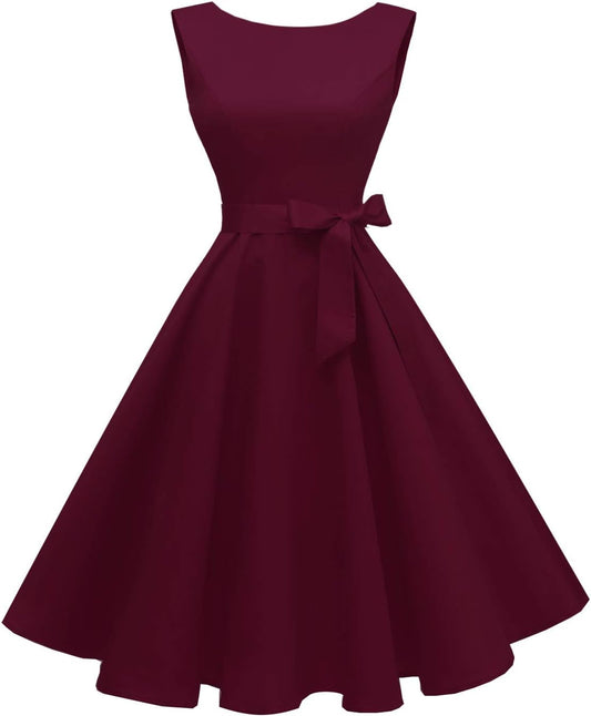 Women'S Boatneck Sleeveless Swing Vintage 1950S Cocktail Dress New